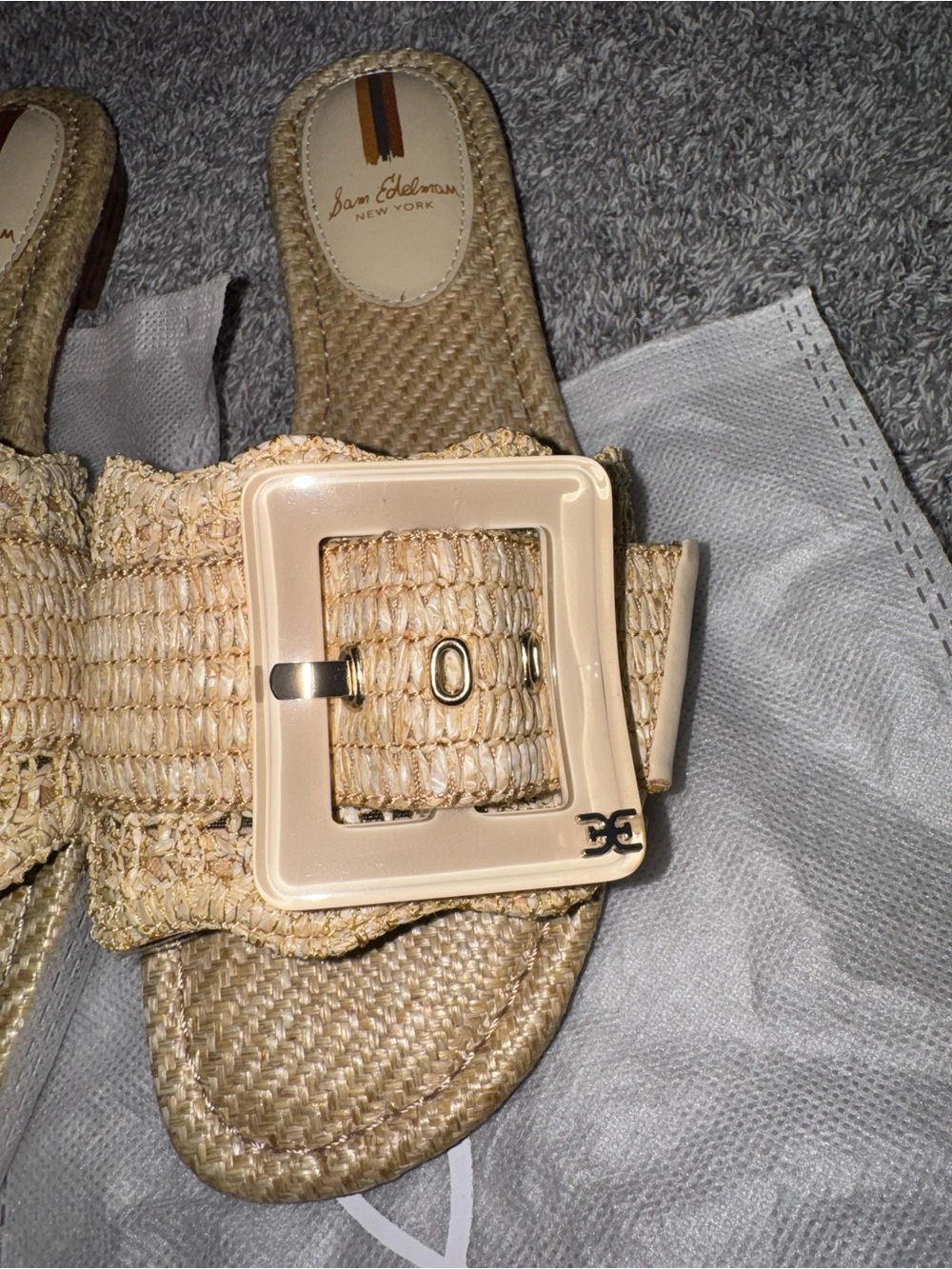 Sam Edelman Bambi Raffia Buckle Sandal in Natural size 8 - Picture 6 of 7